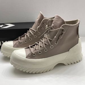 Converse Women's High-Top Platform Sneakers in Taupe and Off-White